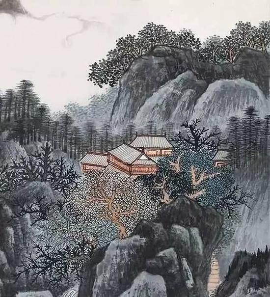 《秋山萧寺》局部图